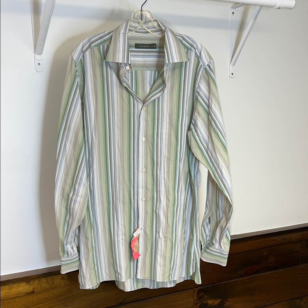 Ermenegildo Zegna Multicolor Striped Men's Button Down Shirt- XL